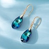 image:imageAustrian Crystal Teardrop Dangle Drop Earrings for Women 14K Gold Plated Hook Earring Hypoallergenic Jewelry Gifts for Women GirlsBermuda Blue