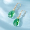 image:imageAustrian Crystal Teardrop Dangle Drop Earrings for Women 14K Gold Plated Hook Earring Hypoallergenic Jewelry Gifts for Women GirlsFern Green