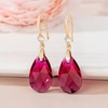 image:imageAustrian Crystal Teardrop Dangle Drop Earrings for Women 14K Gold Plated Hook Earring Hypoallergenic Jewelry Gifts for Women GirlsFuchsia