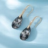 image:imageAustrian Crystal Teardrop Dangle Drop Earrings for Women 14K Gold Plated Hook Earring Hypoallergenic Jewelry Gifts for Women GirlsGreyBlack