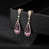 image:imageAustrian Crystal Teardrop Dangle Drop Earrings for Women 14K Gold Plated Hypoallergenic Jewelry GiftAntique Pink