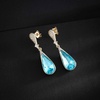 image:imageAustrian Crystal Teardrop Dangle Drop Earrings for Women 14K Gold Plated Hypoallergenic Jewelry GiftAquamarine
