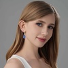 image:imageAustrian Crystal Teardrop Dangle Drop Earrings for Women 14K Gold Plated Hypoallergenic Jewelry GiftBermuda Blue