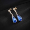image:imageAustrian Crystal Teardrop Dangle Drop Earrings for Women 14K Gold Plated Hypoallergenic Jewelry GiftBermuda Blue