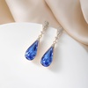 image:imageAustrian Crystal Teardrop Dangle Drop Earrings for Women 14K Gold Plated Hypoallergenic Jewelry GiftBermuda Blue
