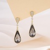 image:imageAustrian Crystal Teardrop Dangle Drop Earrings for Women 14K Gold Plated Hypoallergenic Jewelry GiftBlack