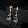 image:imageAustrian Crystal Teardrop Dangle Drop Earrings for Women 14K Gold Plated Hypoallergenic Jewelry GiftBlack