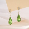 image:imageAustrian Crystal Teardrop Dangle Drop Earrings for Women 14K Gold Plated Hypoallergenic Jewelry GiftFern Green