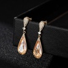 image:imageAustrian Crystal Teardrop Dangle Drop Earrings for Women 14K Gold Plated Hypoallergenic Jewelry GiftLight Topaz