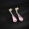 image:imageAustrian Crystal Teardrop Dangle Drop Earrings for Women 14K Gold Plated Hypoallergenic Jewelry GiftPink