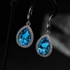 image:imageAustrian Crystal Teardrop Dangle Drop Earrings for Women Dangling 14K Gold Plated Hypoallergenic JewelryBermuda Blue