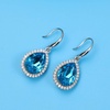 image:imageAustrian Crystal Teardrop Dangle Drop Earrings for Women Dangling 14K Gold Plated Hypoallergenic JewelryBermuda Blue