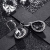 image:imageAustrian Crystal Teardrop Dangle Drop Earrings for Women Dangling 14K Gold Plated Hypoallergenic JewelryBlack