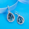 image:imageAustrian Crystal Teardrop Dangle Drop Earrings for Women Dangling 14K Gold Plated Hypoallergenic JewelryDark Blue