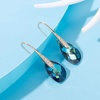 image:imageAustrian Crystal Teardrop Dangle Earrings for Women Drop Hook Earring 14K Rose Gold Plated Hypoallergenic JewelryBermuda Blue