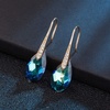 image:imageAustrian Crystal Teardrop Dangle Earrings for Women Drop Hook Earring 14K Rose Gold Plated Hypoallergenic JewelryBermuda Blue
