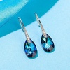 image:imageAustrian Crystal Teardrop Dangle Earrings for Women Drop Hook Earring 14K Rose Gold Plated Hypoallergenic JewelryBermuda BlueSilvertone