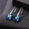 image:imageAustrian Crystal Teardrop Dangle Earrings for Women Drop Hook Earring 14K Rose Gold Plated Hypoallergenic JewelryBermuda BlueSilvertone
