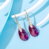 image:imageAustrian Crystal Teardrop Dangle Earrings for Women Drop Hook Earring 14K Rose Gold Plated Hypoallergenic JewelryFuchsia