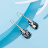 image:imageAustrian Crystal Teardrop Dangle Earrings for Women Drop Hook Earring 14K Rose Gold Plated Hypoallergenic JewelryGreyBlack