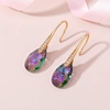 image:imageAustrian Crystal Teardrop Dangle Earrings for Women Drop Hook Earring 14K Rose Gold Plated Hypoallergenic JewelryRainbow