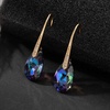 image:imageAustrian Crystal Teardrop Dangle Earrings for Women Drop Hook Earring 14K Rose Gold Plated Hypoallergenic JewelryRainbow