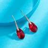 image:imageAustrian Crystal Teardrop Dangle Earrings for Women Drop Hook Earring 14K Rose Gold Plated Hypoallergenic JewelryRed