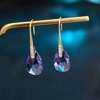 image:imageAustrian Crystal Teardrop Dangle Earrings for Women Drop Hook Earring 14K Rose Gold Plated Hypoallergenic JewelryTanzanite