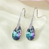 image:imageAustrian Crystal Teardrop Dangle Earrings for Women Drop Hook Earring 14K Rose Gold Plated Hypoallergenic JewelryVitrail LightSilvertone