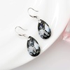 image:imageAustrian Crystal Teardrop Dangle Hook Earrings for Women 14K Gold Plated Hypoallergenic JewelryGreyBlack