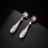 image:imageAustrian Crystal Teardrop Earrings Flower Dangle Earrings for Women 14K Gold Plated Drop Stud Earrings Hypoallergenic JewelryAurora Borealis