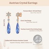 image:imageAustrian Crystal Teardrop Earrings Flower Dangle Earrings for Women 14K Gold Plated Drop Stud Earrings Hypoallergenic JewelryBermuda Blue