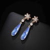 image:imageAustrian Crystal Teardrop Earrings Flower Dangle Earrings for Women 14K Gold Plated Drop Stud Earrings Hypoallergenic JewelryBermuda Blue