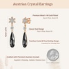 image:imageAustrian Crystal Teardrop Earrings Flower Dangle Earrings for Women 14K Gold Plated Drop Stud Earrings Hypoallergenic JewelryBlack