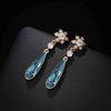 image:imageAustrian Crystal Teardrop Earrings Flower Dangle Earrings for Women 14K Gold Plated Drop Stud Earrings Hypoallergenic JewelryDark Blue