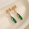 image:imageAustrian Crystal Teardrop Earrings Flower Dangle Earrings for Women 14K Gold Plated Drop Stud Earrings Hypoallergenic JewelryEmerald