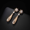 image:imageAustrian Crystal Teardrop Earrings Flower Dangle Earrings for Women 14K Gold Plated Drop Stud Earrings Hypoallergenic JewelryLight Topaz