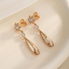 image:imageAustrian Crystal Teardrop Earrings Flower Dangle Earrings for Women 14K Gold Plated Drop Stud Earrings Hypoallergenic JewelryLight Topaz