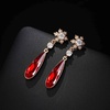 image:imageAustrian Crystal Teardrop Earrings Flower Dangle Earrings for Women 14K Gold Plated Drop Stud Earrings Hypoallergenic JewelryRed