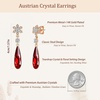 image:imageAustrian Crystal Teardrop Earrings Flower Dangle Earrings for Women 14K Gold Plated Drop Stud Earrings Hypoallergenic JewelryRed