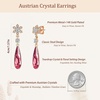 image:imageAustrian Crystal Teardrop Earrings Flower Dangle Earrings for Women 14K Gold Plated Drop Stud Earrings Hypoallergenic JewelryRose Pink