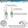 image:imageAustrian Crystal Teardrop Hollow Leaf Drop Dangle Earrings for Women 14K Rose Gold Plated Hypoallergenic JewelryAquamarine