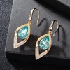 image:imageAustrian Crystal Teardrop Hollow Leaf Drop Dangle Earrings for Women 14K Rose Gold Plated Hypoallergenic JewelryAquamarine