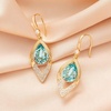 image:imageAustrian Crystal Teardrop Hollow Leaf Drop Dangle Earrings for Women 14K Rose Gold Plated Hypoallergenic JewelryAquamarine