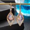 image:imageAustrian Crystal Teardrop Hollow Leaf Drop Dangle Earrings for Women 14K Rose Gold Plated Hypoallergenic JewelryAurora Borealis