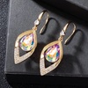 image:imageAustrian Crystal Teardrop Hollow Leaf Drop Dangle Earrings for Women 14K Rose Gold Plated Hypoallergenic JewelryAurora Borealis