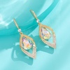 image:imageAustrian Crystal Teardrop Hollow Leaf Drop Dangle Earrings for Women 14K Rose Gold Plated Hypoallergenic JewelryAurora Borealis