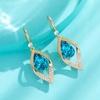 image:imageAustrian Crystal Teardrop Hollow Leaf Drop Dangle Earrings for Women 14K Rose Gold Plated Hypoallergenic JewelryBermuda Blue