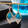 image:imageAustrian Crystal Teardrop Hollow Leaf Drop Dangle Earrings for Women 14K Rose Gold Plated Hypoallergenic JewelryBermuda Blue