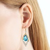 image:imageAustrian Crystal Teardrop Hollow Leaf Drop Dangle Earrings for Women 14K Rose Gold Plated Hypoallergenic JewelryBermuda Blue